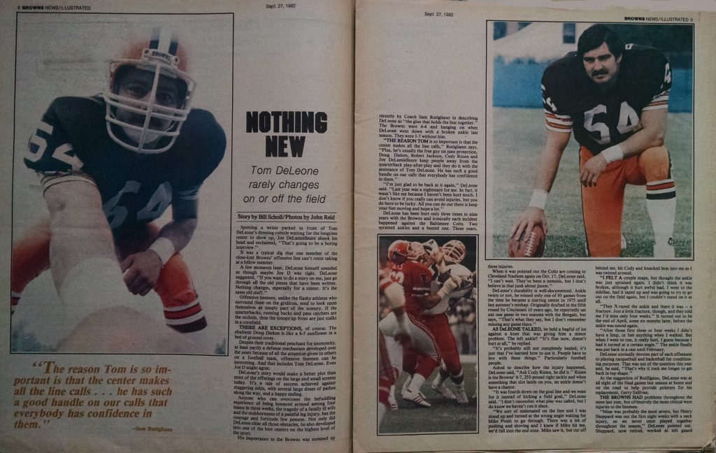 The late Browns center was the focus of a September 27, 1982 cover story in Browns News/Illustrated